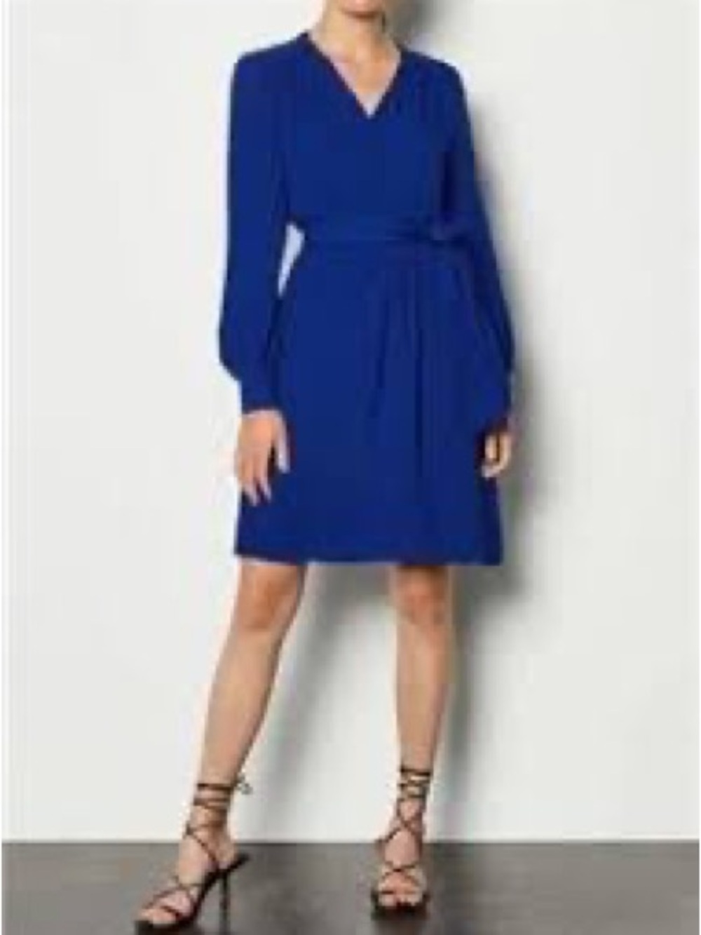 Karen Millen Cobalt Blue Long Sleeve Tie-Waist Dress